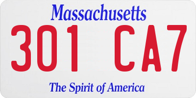 MA license plate 301CA7