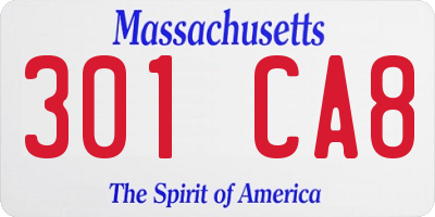 MA license plate 301CA8