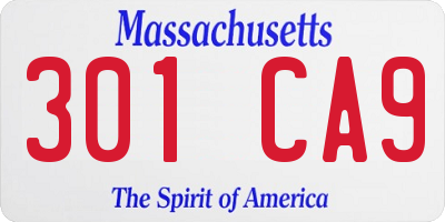 MA license plate 301CA9