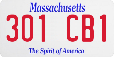 MA license plate 301CB1
