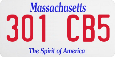 MA license plate 301CB5
