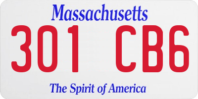 MA license plate 301CB6
