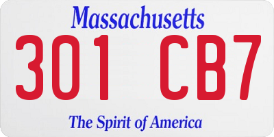 MA license plate 301CB7