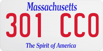 MA license plate 301CC0