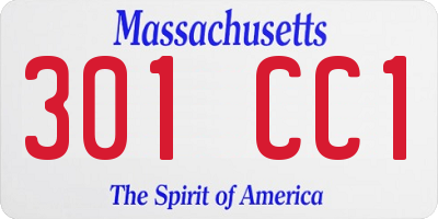 MA license plate 301CC1