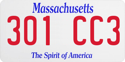 MA license plate 301CC3