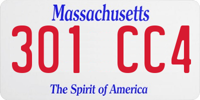 MA license plate 301CC4