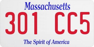 MA license plate 301CC5
