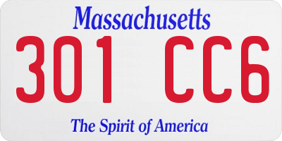 MA license plate 301CC6