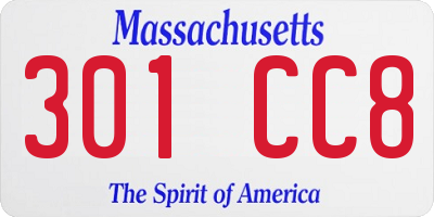 MA license plate 301CC8
