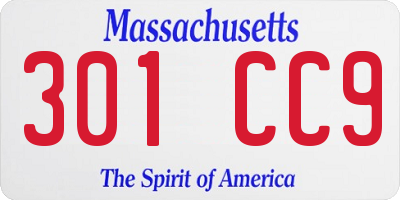 MA license plate 301CC9