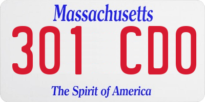 MA license plate 301CD0