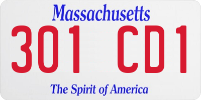 MA license plate 301CD1