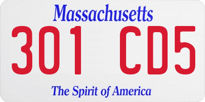 MA license plate 301CD5