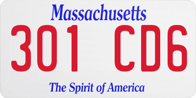 MA license plate 301CD6