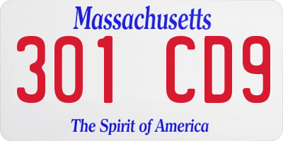 MA license plate 301CD9