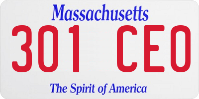 MA license plate 301CE0