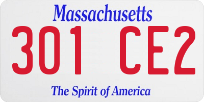 MA license plate 301CE2