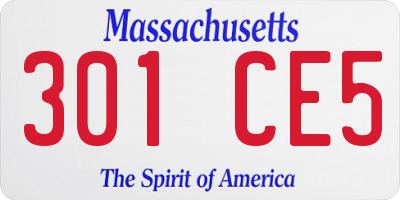 MA license plate 301CE5