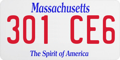 MA license plate 301CE6