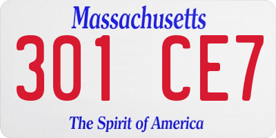MA license plate 301CE7