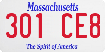 MA license plate 301CE8