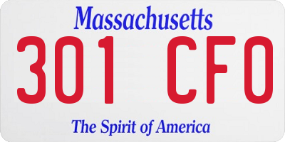 MA license plate 301CF0