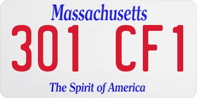 MA license plate 301CF1