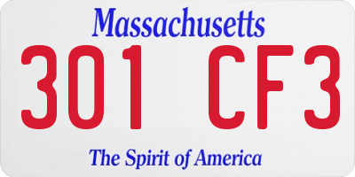 MA license plate 301CF3