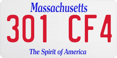 MA license plate 301CF4