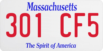 MA license plate 301CF5