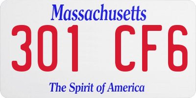 MA license plate 301CF6