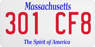MA license plate 301CF8