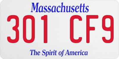 MA license plate 301CF9