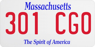MA license plate 301CG0