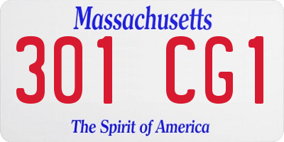 MA license plate 301CG1