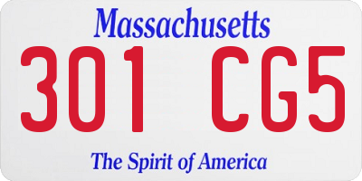 MA license plate 301CG5