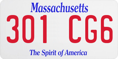 MA license plate 301CG6
