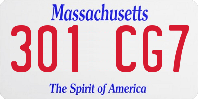MA license plate 301CG7