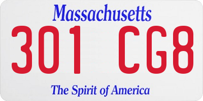 MA license plate 301CG8