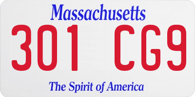 MA license plate 301CG9