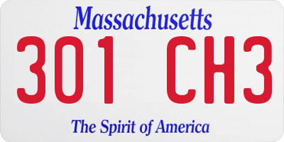 MA license plate 301CH3