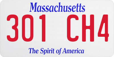 MA license plate 301CH4