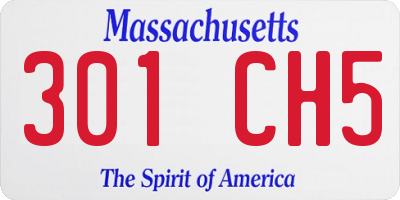 MA license plate 301CH5