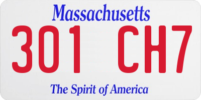 MA license plate 301CH7