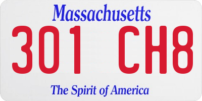 MA license plate 301CH8