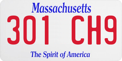 MA license plate 301CH9