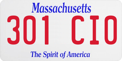 MA license plate 301CI0