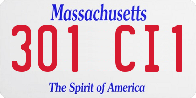 MA license plate 301CI1