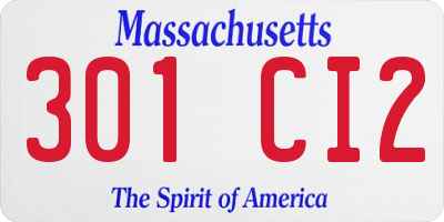 MA license plate 301CI2